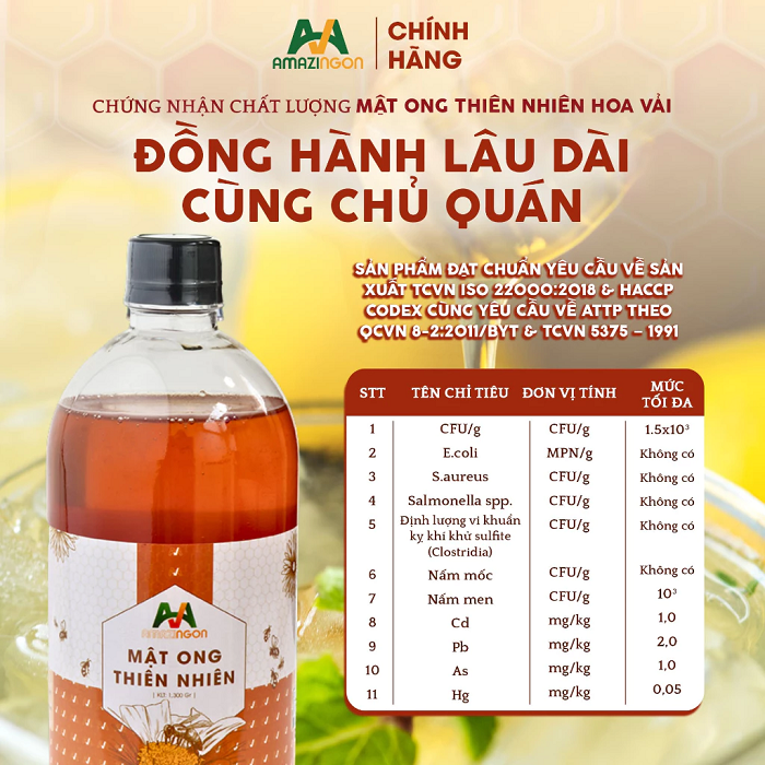 Tiêu chuẩn mật ong hoa vải AMAZINGON