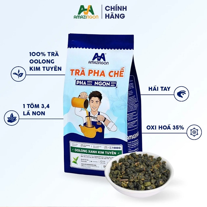 Trà Ô Long Xanh Kim Tuyên hái tay nguyên chất bao 1000g