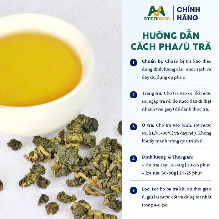 Công thức ủ trà Oolong Xanh Kim Tuyên chuẩn quán