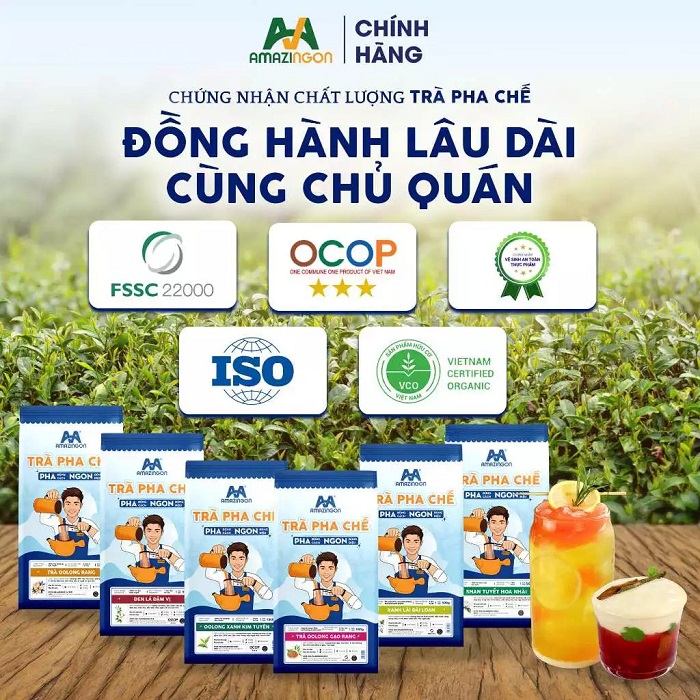 Trà pha chế AMAZINGON bao 1kg đạt chuẩn OCOP và FSSC 22000 giá sỉ cho quán