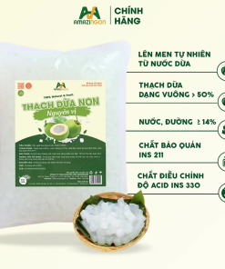 Thạch dừa non nguyên vị AMAZINGON gói 1kg lên men tự nhiên nguyên liệu pha chế giá sỉ