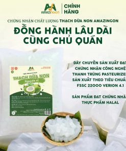 Thạch dừa non nguyên vị AMAZINGON gói 1kg đạt chuẩn FSSC 22000 và chứng nhận Halal