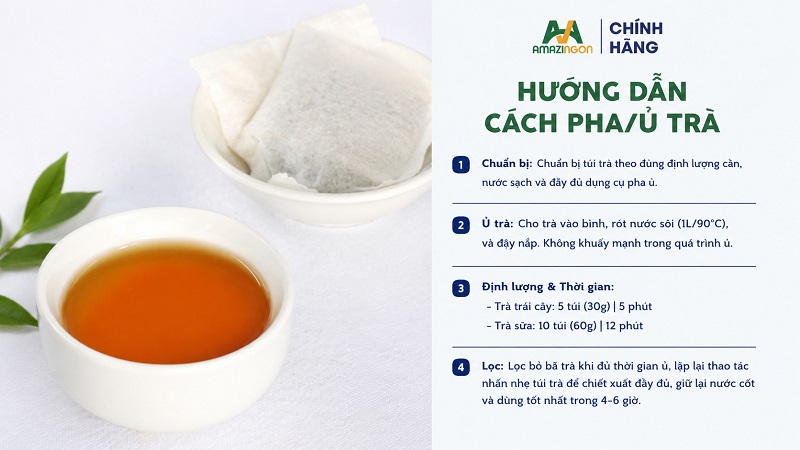 Hướng dẫn ủ trà oolong xanh túi lọc AMAZINGON