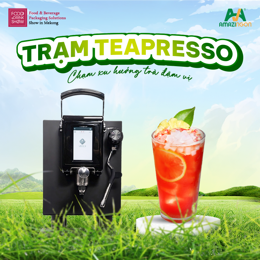 Trạm Teapresso máy chiết xuất trà đậm vị kết hợp nguyên liệu pha chế mộc AMAZINGON