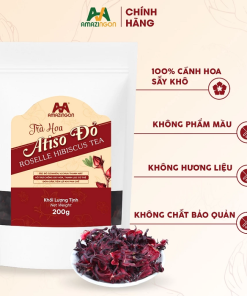 Trà hoa Atiso đỏ Hibiscus sấy khô nguyên chất gói 200g nguyên liệu pha chế AMAZINGON