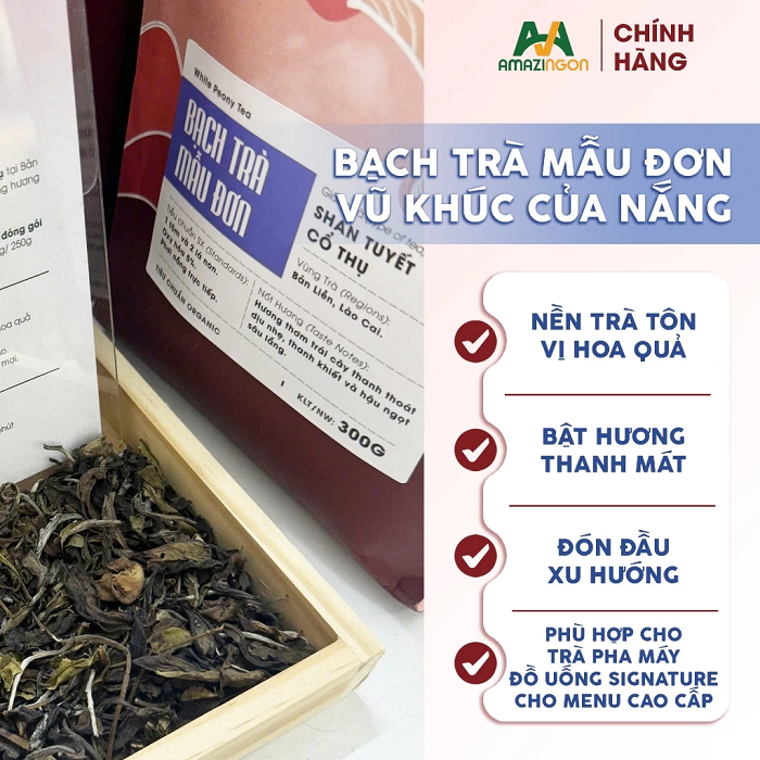 Bạch trà mẫu đơn AMAZINGON giá sỉ cho menu đồ uống signature cao cấp
