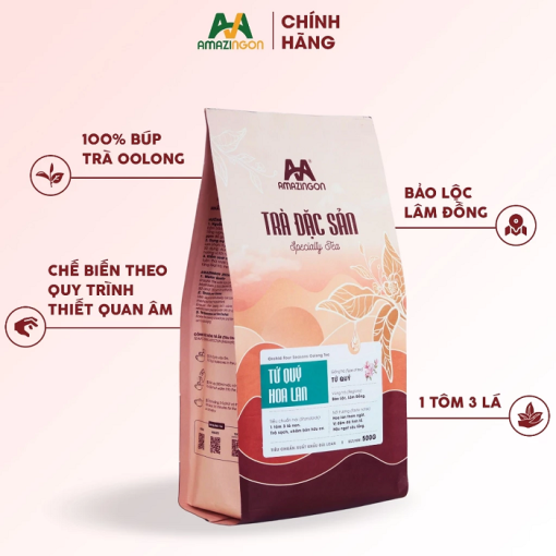 Trà Oolong Tứ Quý Hoa Lan hái tay 1 tôm 3 lá thơm ngon nguyên chất