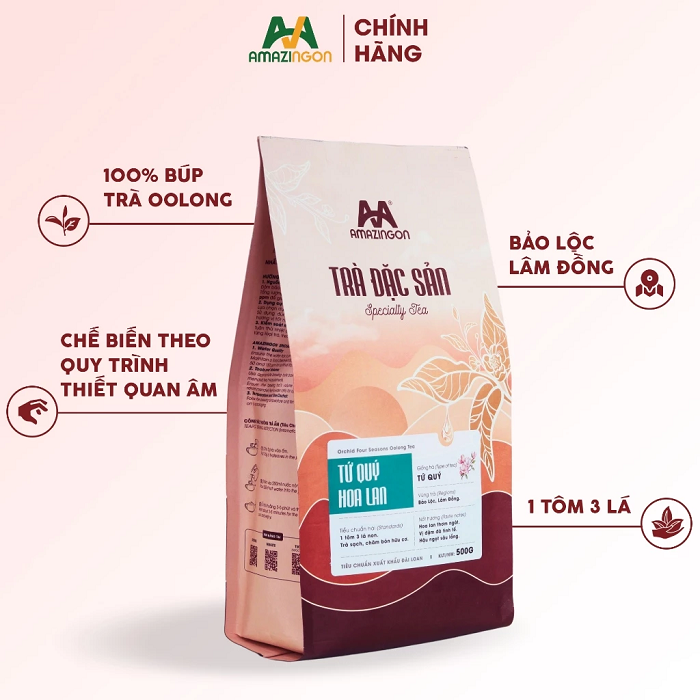 Trà Oolong Tứ Quý Hoa Lan hái tay 1 tôm 3 lá thơm ngon nguyên chất