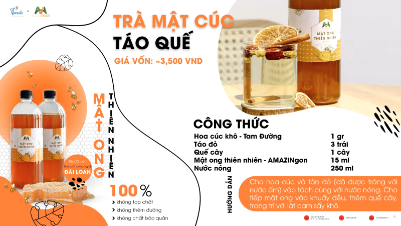 Cách làm trà cúc táo quế nóng với mật ong ngon như quán