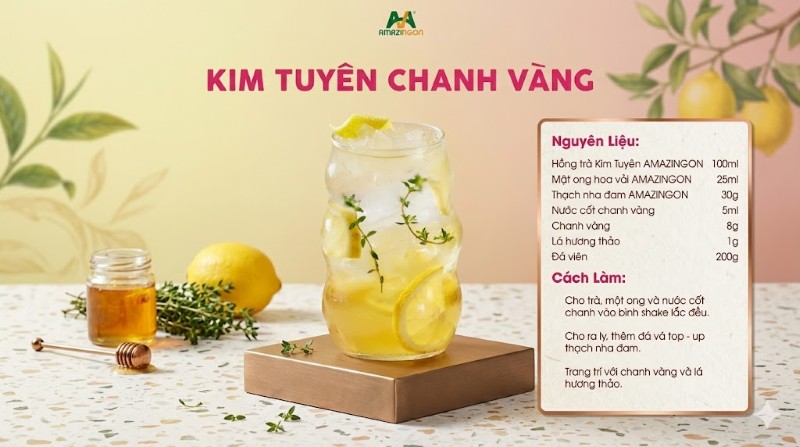 Cách làm trà Kim Tuyên Chanh Vàng chuẩn vị từ AMAZINGON 