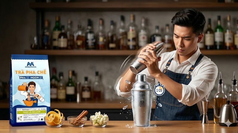 Bước 2: Đậy kín shaker và lắc nhanh trong 5 giây