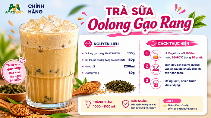 Công thức trà sữa oolong gạo rang