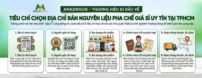 5 Tiêu chí chọn nhà cung cấp nguyên liệu pha chế Quận 10 giá sỉ uy tín