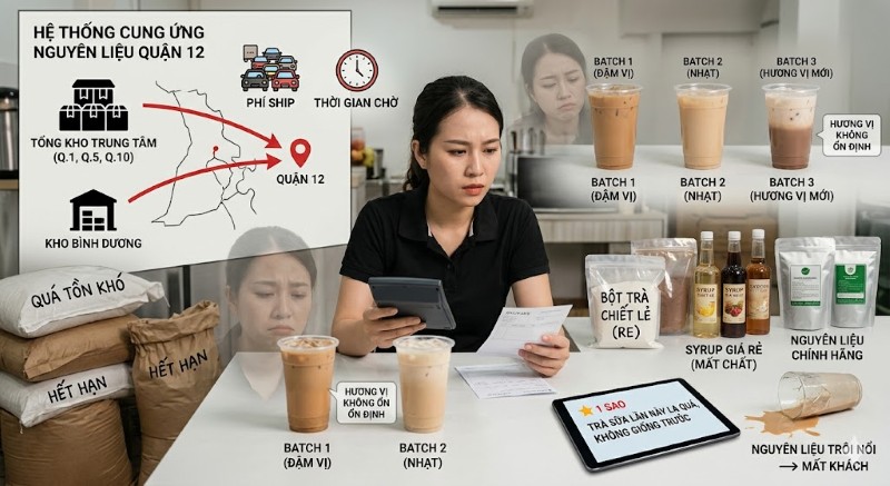 Khó khăn khi tìm nguồn nguyên liệu pha chế tại Quận 12