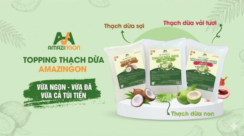 Topping thạch dừa – nguyên liệu trà sữa thanh mát, tự nhiên từ AMAZINGON