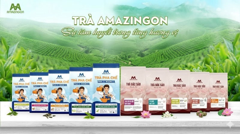 Danh mục sản phẩm trà pha chế nội địa AMAZINGON: Trà đen, trà xanh, trà ô long và trà đặc sản chuẩn vị