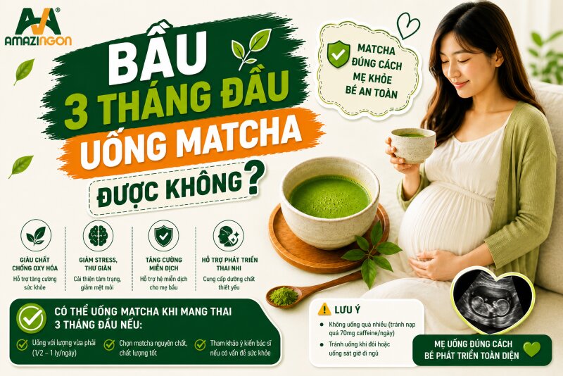 bầu uống matcha được không
