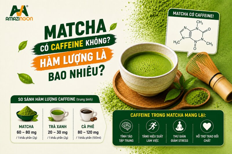 matcha có caffeine không