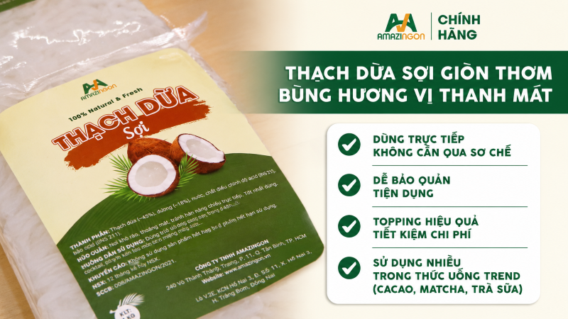 Thạch dừa sợi – Topping dễ ứng dụng nhất cho menu đồ uống của AMAZINGON