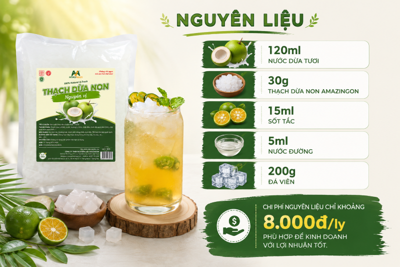 Nguyên liệu dùng để tạo ra một ly dừa tắc dừa non chuẩn vị
