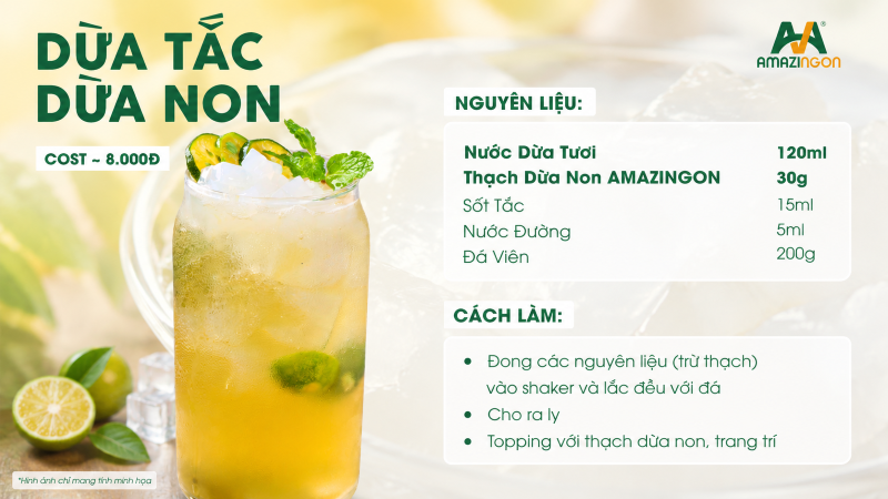 Công thức dừa tắc dừa non chuẩn vị từ AMAZINGON