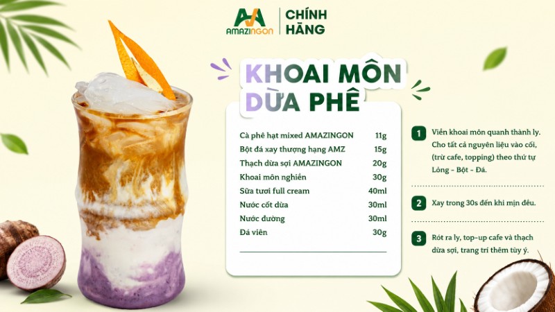Công thức làm khoai môn dừa phê chuẩn vị từ AMAZINGON