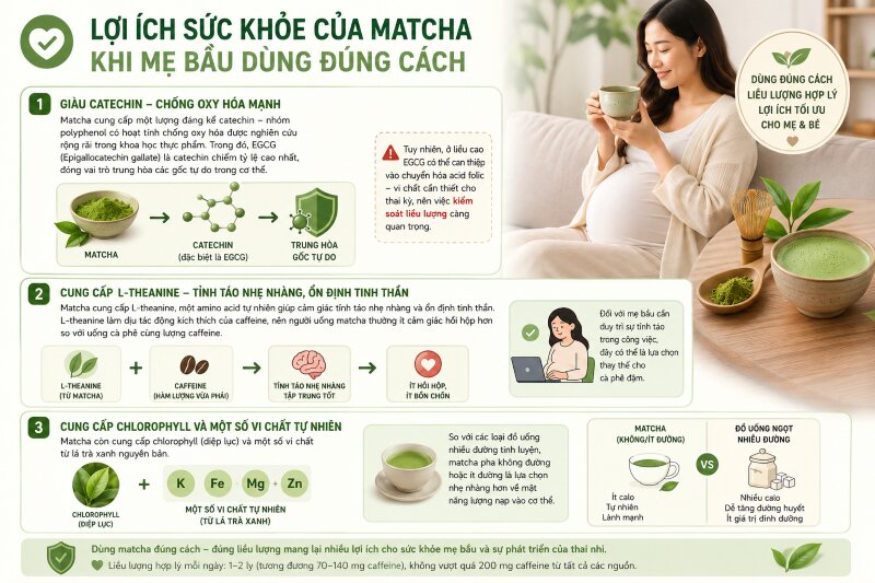Lợi ích sức khỏe của Matcha khi mẹ bầu dùng đúng cách