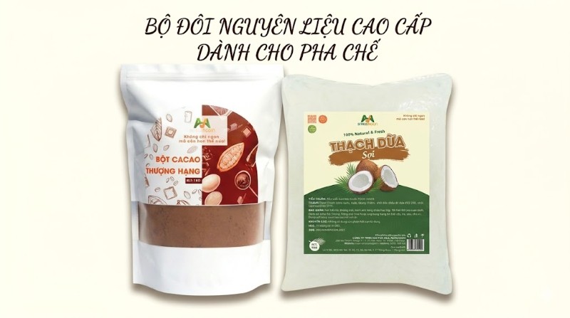 Bột cacao thượng hạng và thạch dừa sợi AMAZINGON