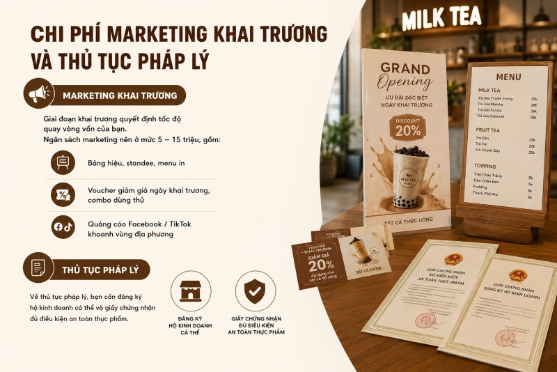 Chi phí Marketing khai trương và thủ tục pháp lý