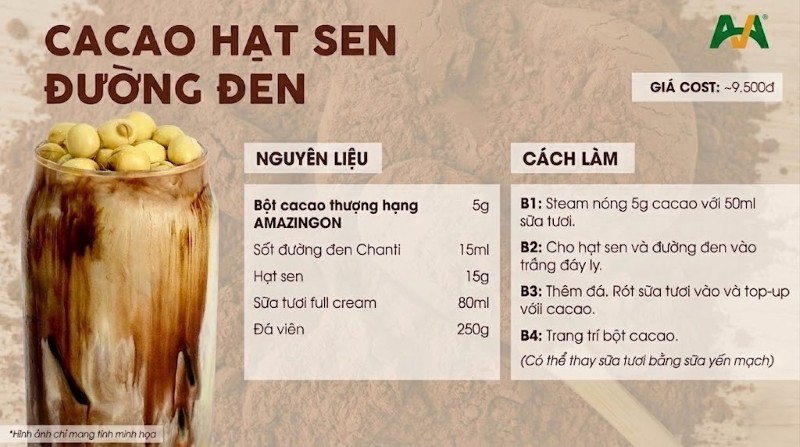 Cách làm cacao hạt sen đường đen chuẩn vị từ AMAZINGON