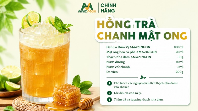 Công thức pha chế hồng trà chanh mật ong chuẩn vị từ AMAZINGON