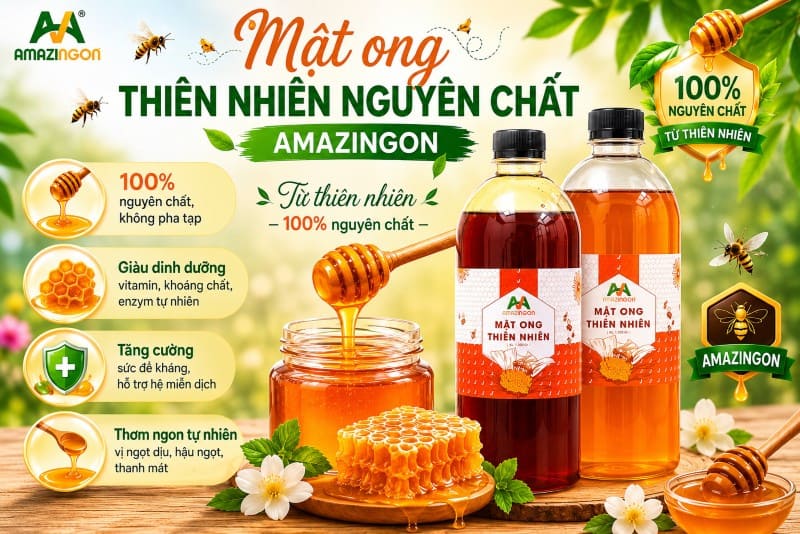 Mật ong thiên nhiên nguyên chất Hoa Nhãn và Hoa Vải của AMAZINGON