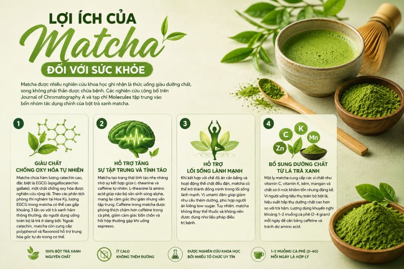 4 Lợi ích thiết thực của bột Matcha mang lại đối với sức khỏe