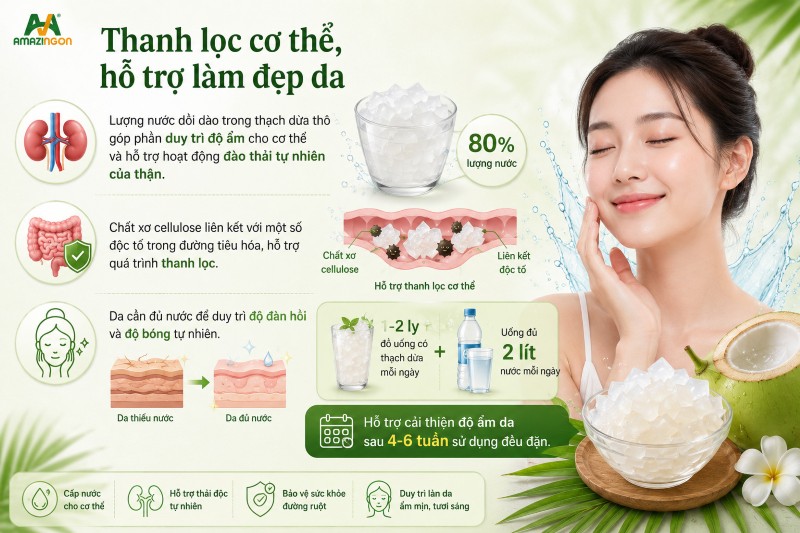 Thạch dừa thô có tốt không? Hỗ trợ cấp ẩm và làm đẹp da
