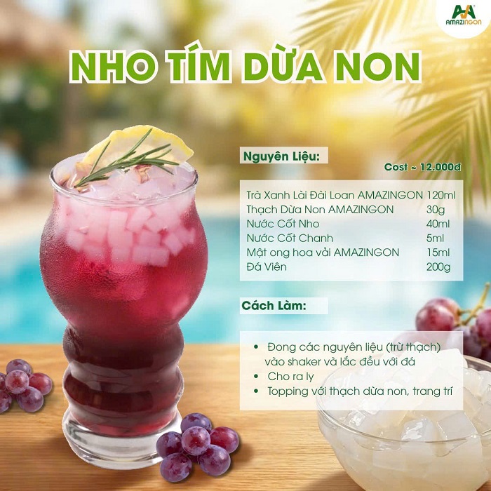 Nho Tím Dừa Non – Thức uống mùa hè chua ngọt dịu mát