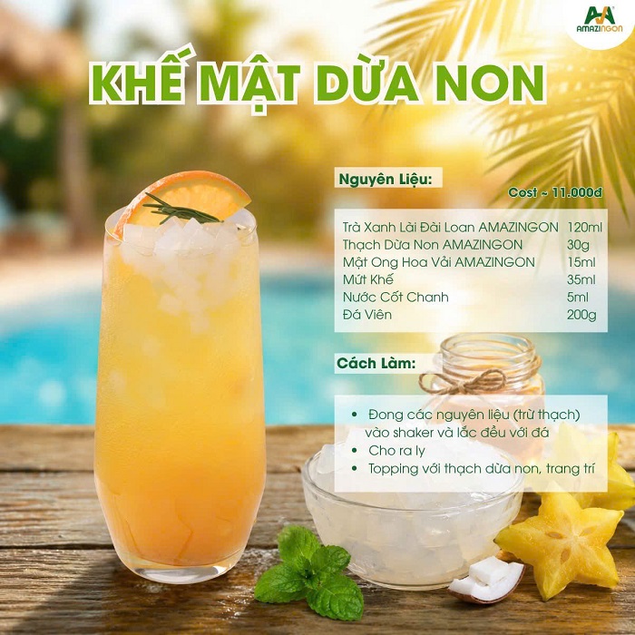 Khế Mật Dừa Non – Công thức trà trái cây thanh nhiệt