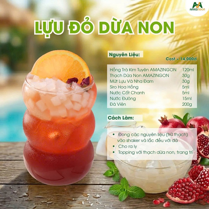 Lựu đỏ dừa non – Món nước check-in hot trend