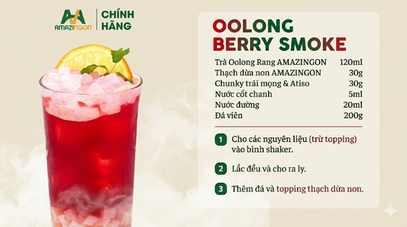 Công thức pha trà Oolong berry smoke chuẩn vị từ AMAZINGON
