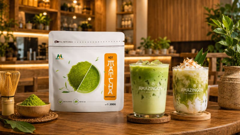 Matcha Greenora AMAZINGON - Giải pháp nguyên liệu chuẩn cho mô hình đồ uống Việt Nam