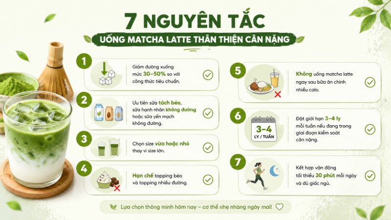 7 nguyên tắc uống Matcha Latte để không tăng cân