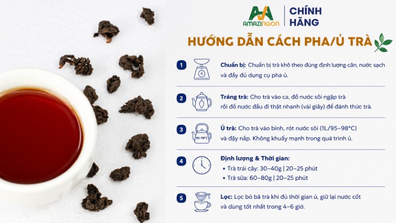 Tỷ lệ pha trà Oolong rang AMAZINGON