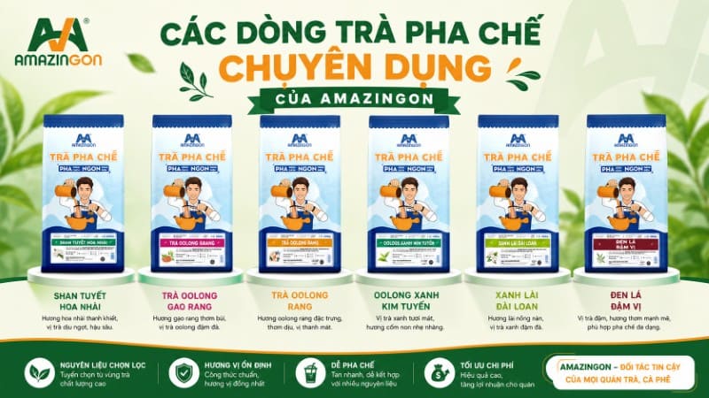 Các dòng trà pha chế chuyên dụng AMAZINGON cung cấp cho quán F&B