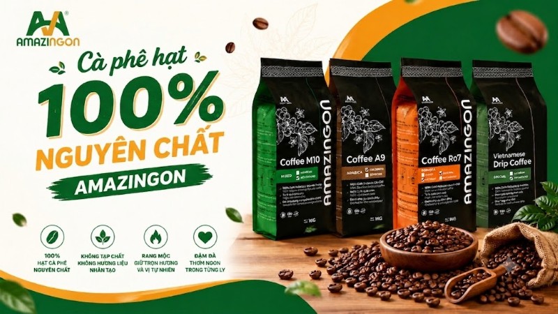 Cà phê hạt nguyên chất 100% từ AMAZINGON