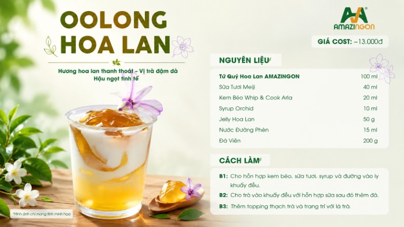 Công thức trà sữa Oolong Hoa Lan chuẩn vị từ AMAZINGON