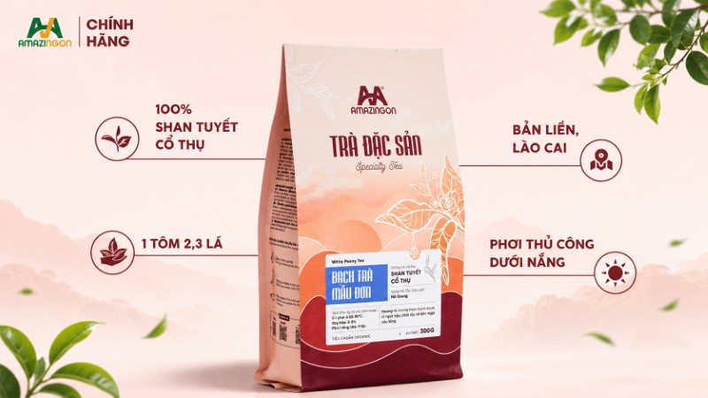 Bạch Trà Mẫu Đơn - Dòng bạch trà Shan tuyết cổ thụ tại AMAZINGON