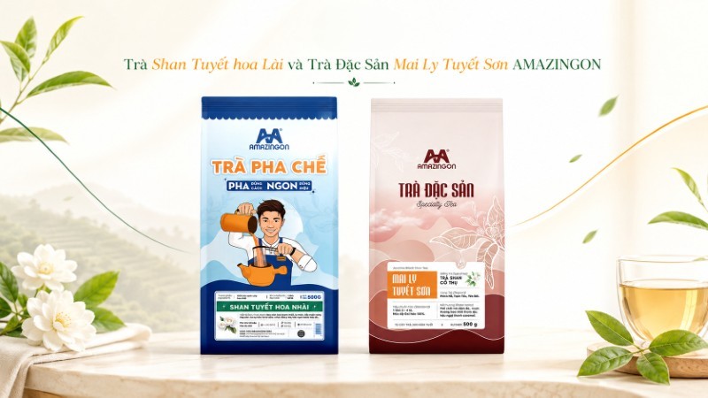 Trà Shan Tuyết hoa Lài và trà đặc sản Mai Ly Tuyết Sơn dòng trà shan tuyết cổ thụ từ AMAZINGON 