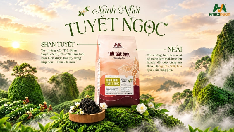 Trà Đặc Sản Xanh Nhài Tuyết Ngọc AMAZINGON Trà Đặc Sản Xanh Nhài Tuyết Ngọc AMAZINGON