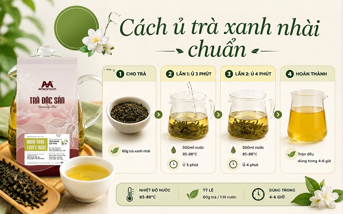 Công thức ủ trà xanh nhài làm trà sữa