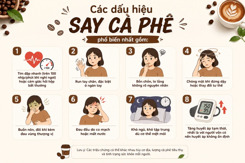 Các triệu chứng say cà phê phổ biến cần nhận biết Các triệu chứng say cà phê phổ biến cần nhận biết