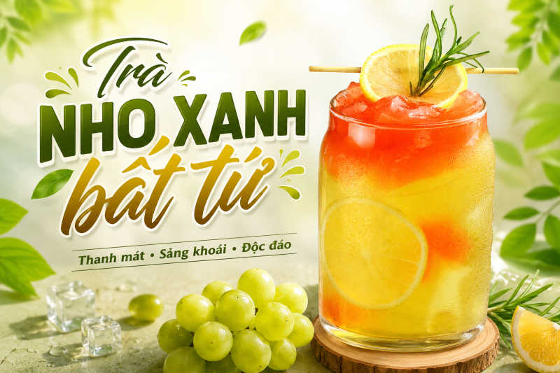 Trà nho xanh bất tử - Thức uống giải nhiệt độc đáo cho mùa Hè